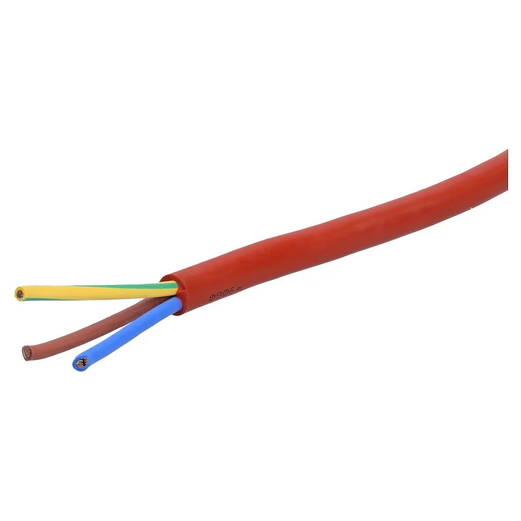 Netledning, 3x0,75mm², silikone, brun, rund