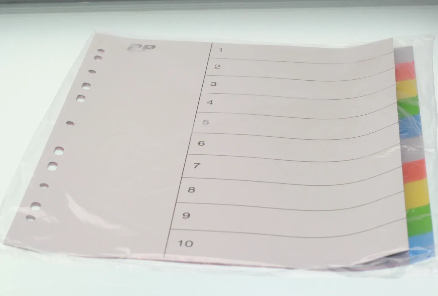 Register PP A4 grå plast 1-10 m/kartonforblad