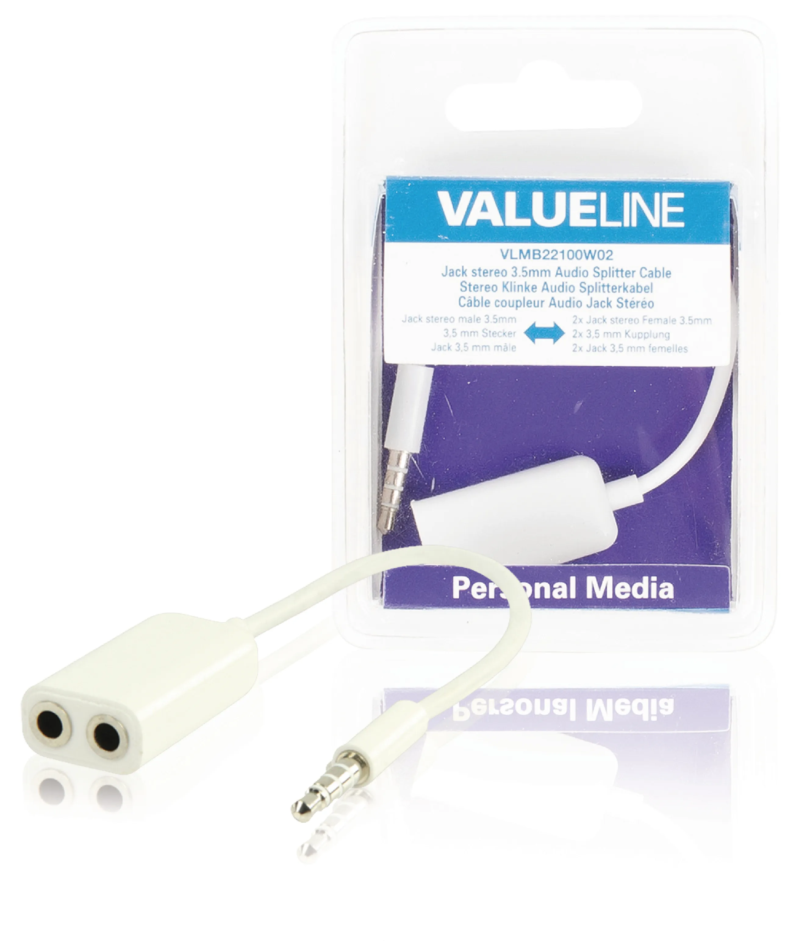Stereo Audio Cable 3.5 mm Male - 2x 3.5 mm Male 0.20 m White