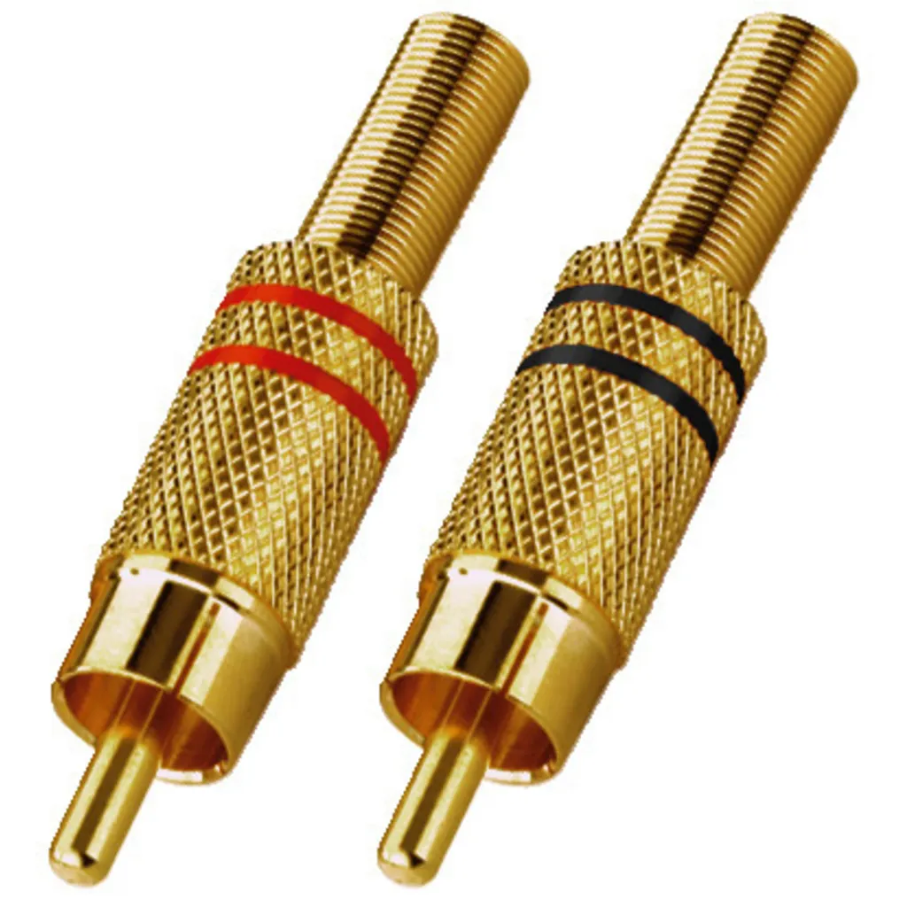 Phono HAN GULD - For 5,3mm. kabel SORT/RØD sæt m. 2 stk.