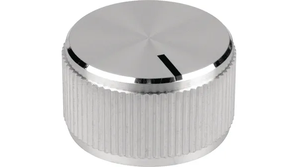Aluminiumsknap for 6mm aksel, Ø35x18mm, ALU, MED indikatorstreg