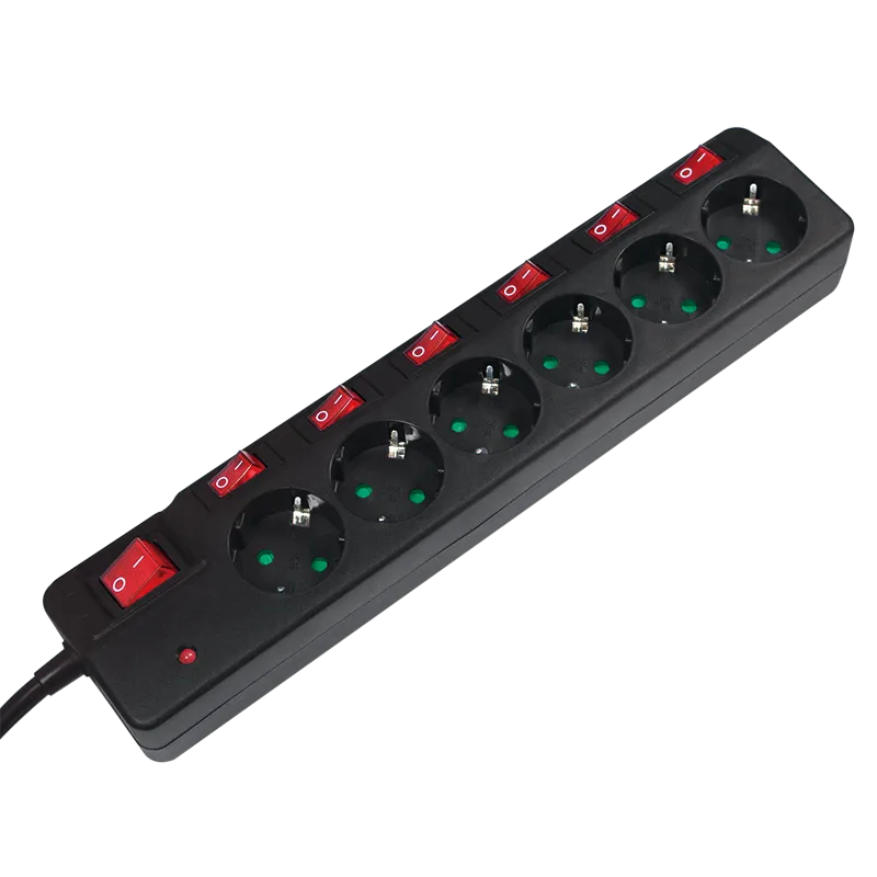 LogiLink® 6-way socket outlet with single and main ON/OFF switches