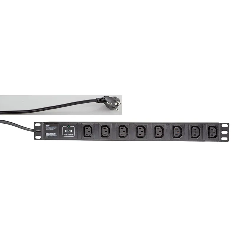 19" PDU 8 x IEC320 Socket, 2M cable, with surge protection