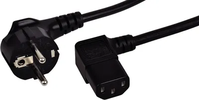 Power Supply Cable 2m Black Angled