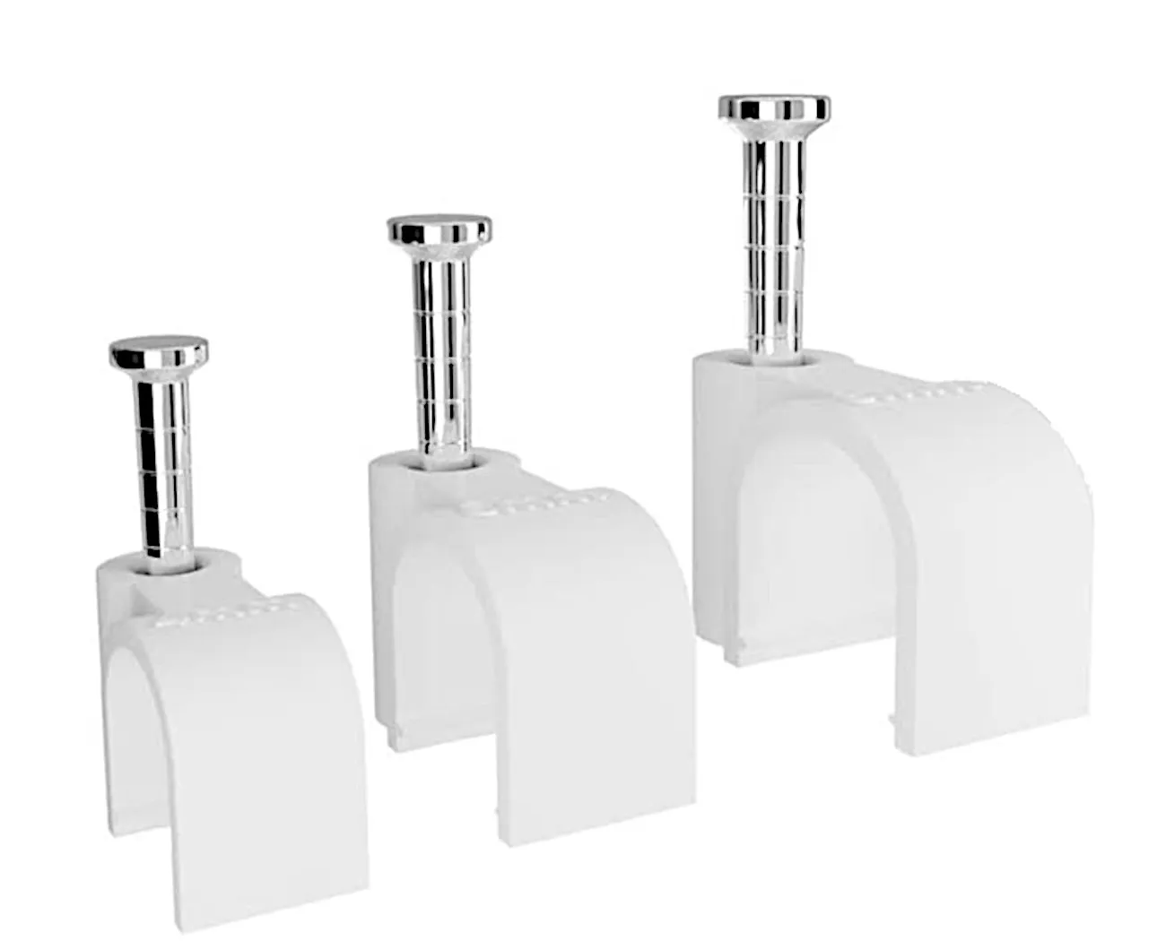 Kabelclips, 3  størrelser, rund, 100 stk.