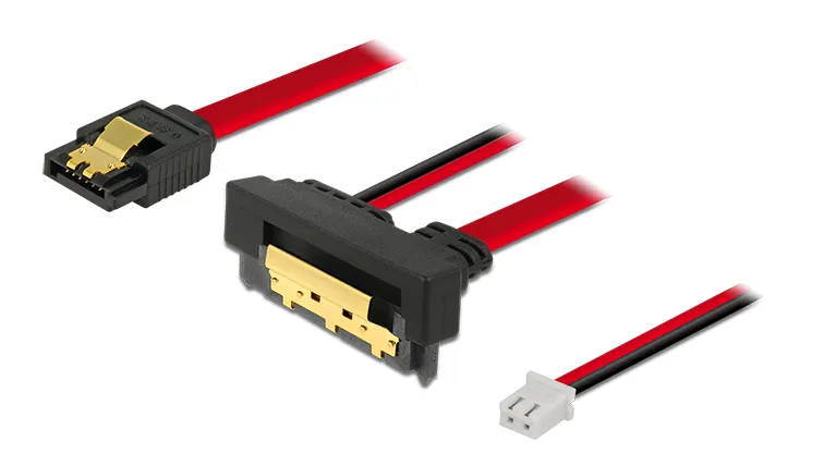 SATA cable + 2-pin power female, red