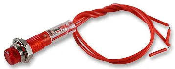 Neon 240V Ø=7,6mm Rød Hul: 6,5mm.