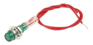 Neon 240V Ø=7,6mm Grøn Hul: 6,5mm.