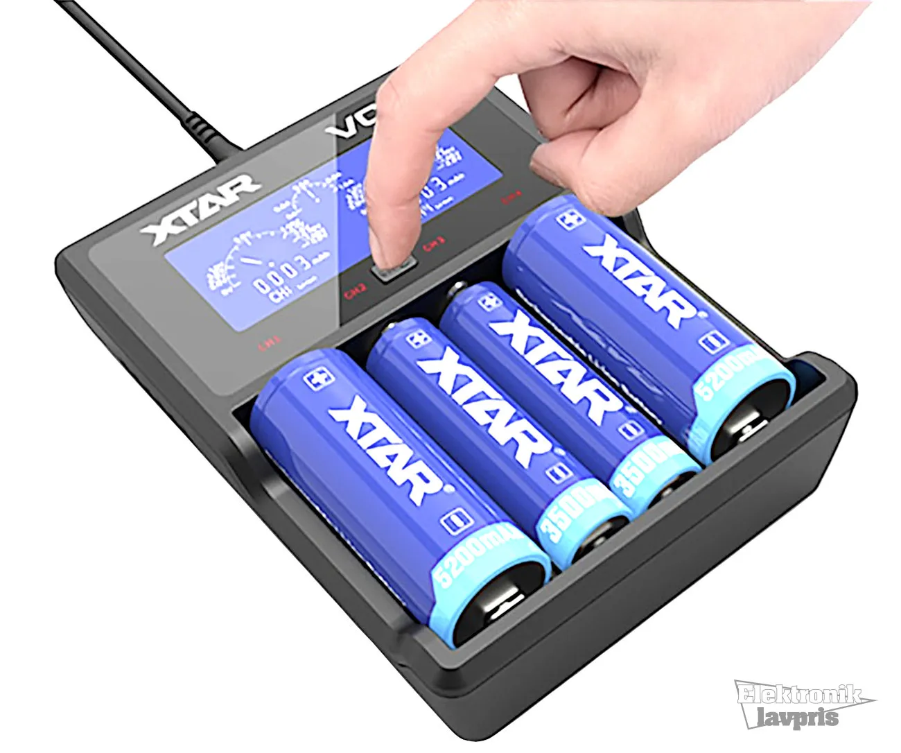 Batterilader Universal, HD LCD skærm, USB