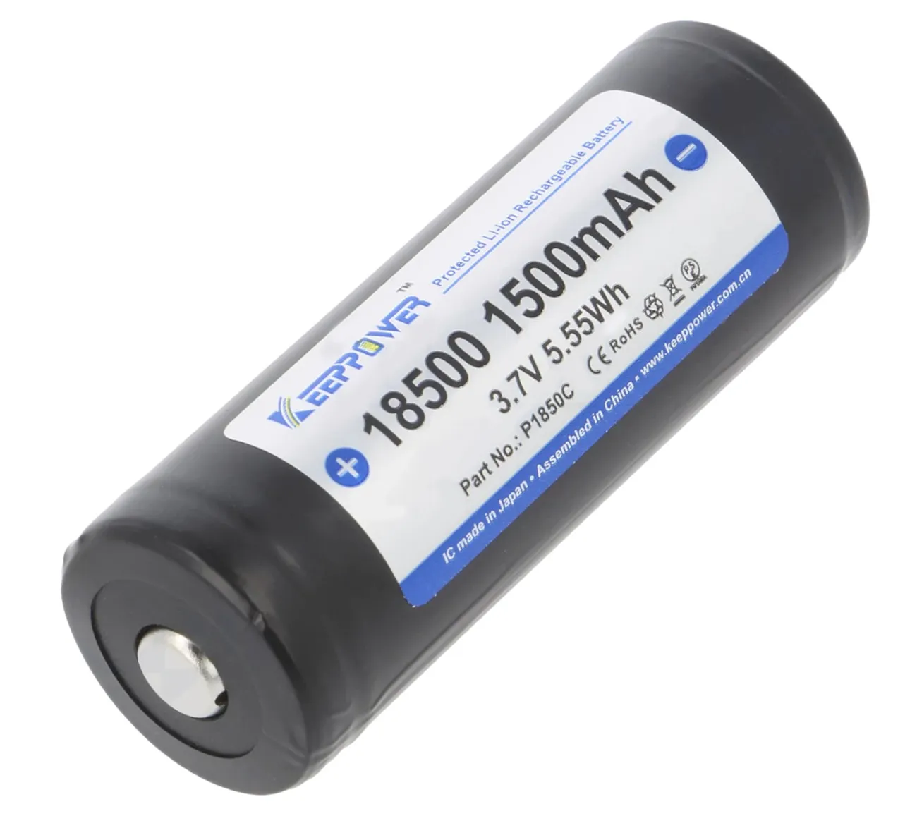18500 18,5x53mm. Li-Ion 3,7V 1500mAh