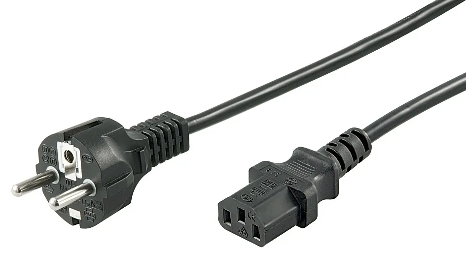 Apparatkabel m. lige stik 3m SORT