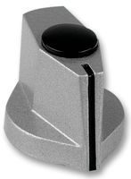 Aluminiumsknap for 6mm aksel, 25/19,5 x 17,5mm, ALU, MED indikatorstreg