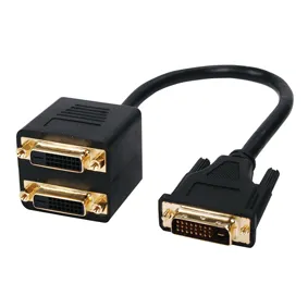 Kabel splitter DVI-D han -> 2 x DVI-D hun, guldbelagt