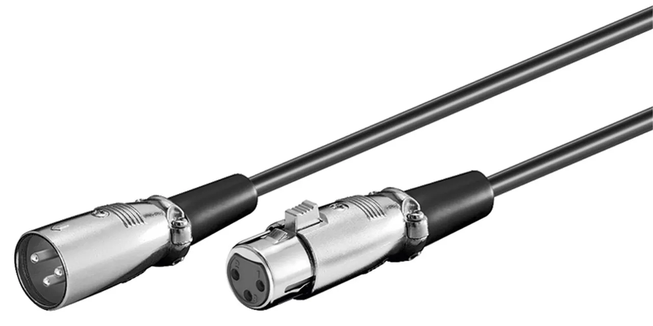 Mikrofon / linekabel, 2 meter, sort