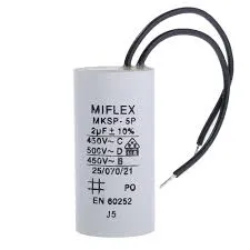 Motor capacitor 2 µF 450VAC Ø=25x51mm.