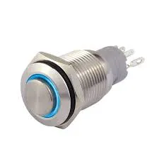 Tryktast Metal 16 mm 1 x NC + 1 x NO Blå ringlys