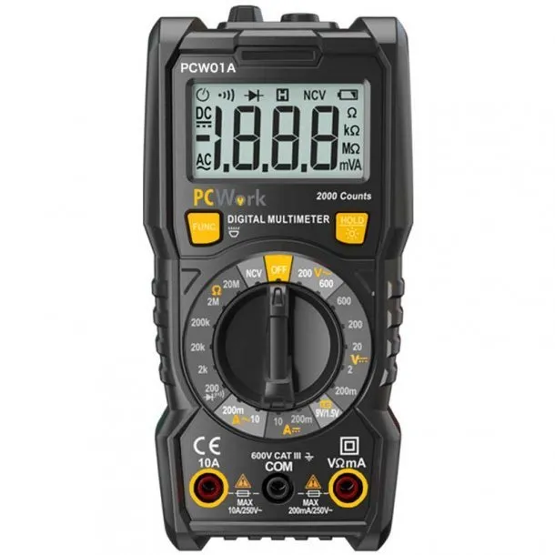 PCWork PCW01A Digital Multimeter, CAT III 600V NCV