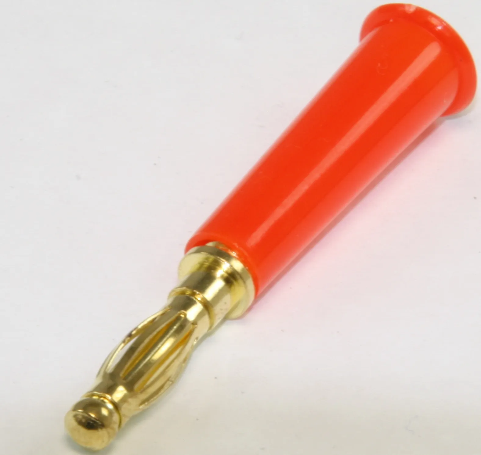 Bananstik HAN 4mm Rød, Guld, Loddemontering