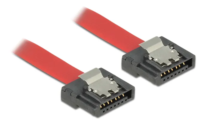 DeLOCK SATA FLEXI cable, 6Gbps, lock clips, 10cm, red
