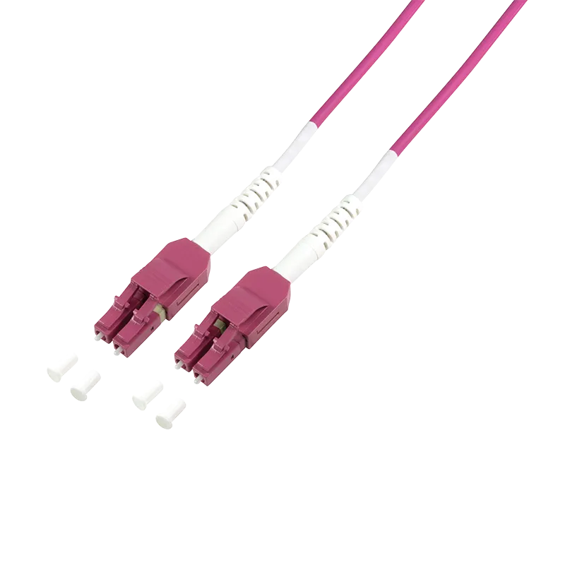 Fiber duplex patch cable, OM4, 50/125µ, Uniboot LC-LC, erika violet, 7.5 m