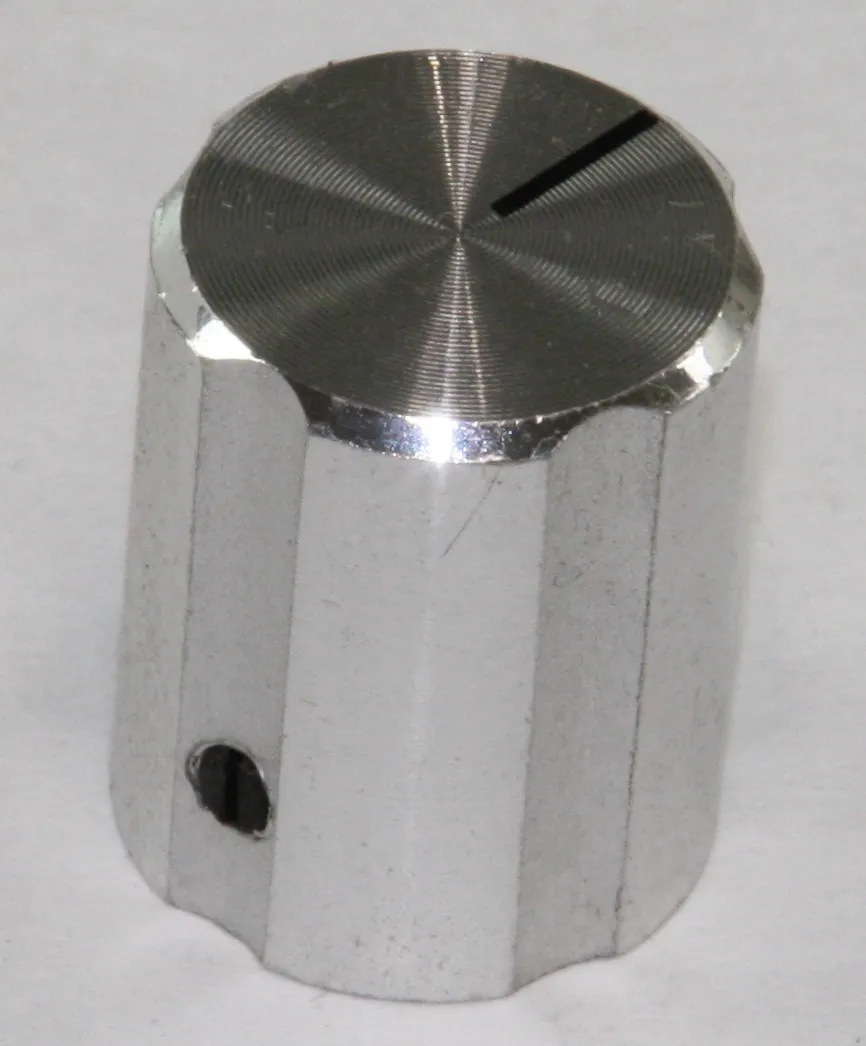 Aluminiumsknap for 6mm aksel, Ø17x21mm, ALU, MED indikatorstreg