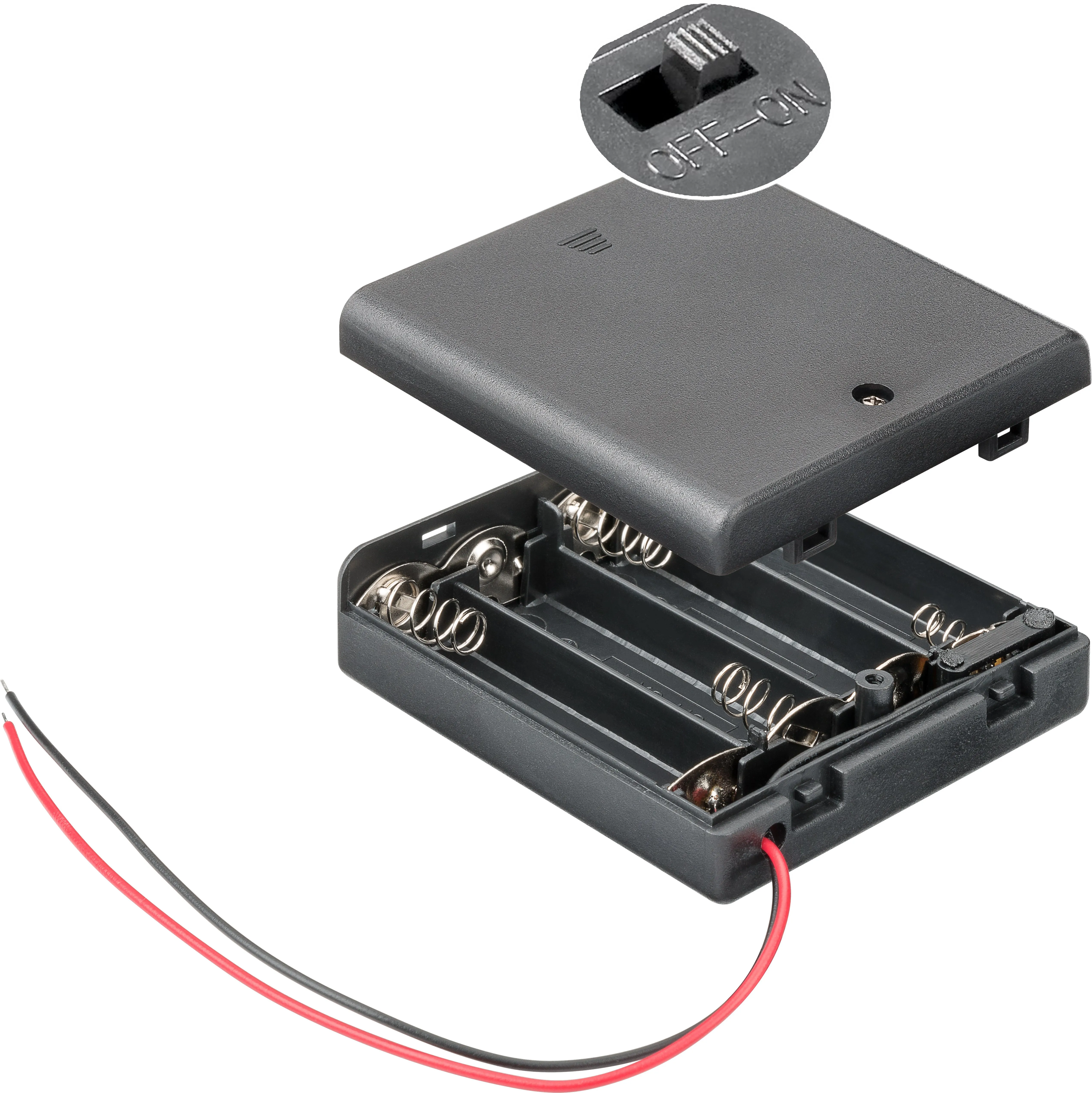[139536] Batteriholder 4xAA med afbryder