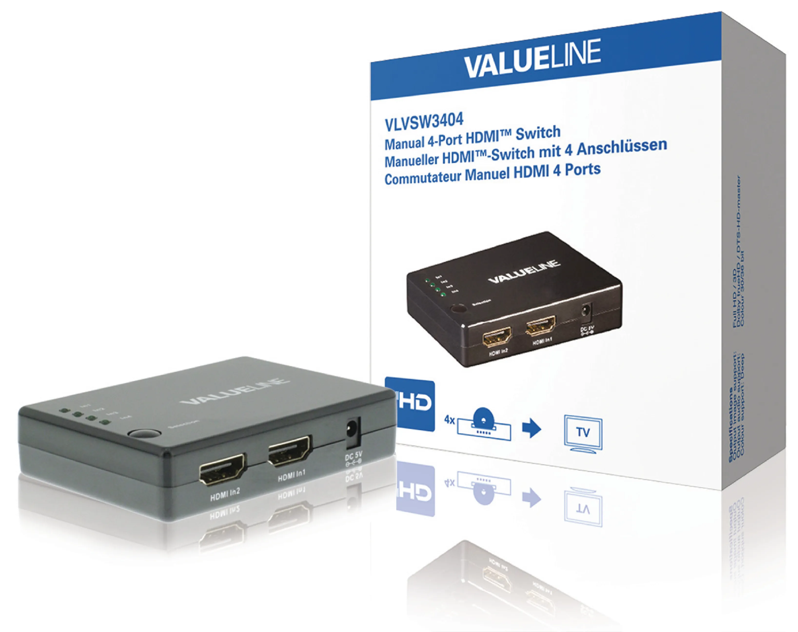 [139864] HDMI Switch 4x HDMI Input - HDMI Output Black