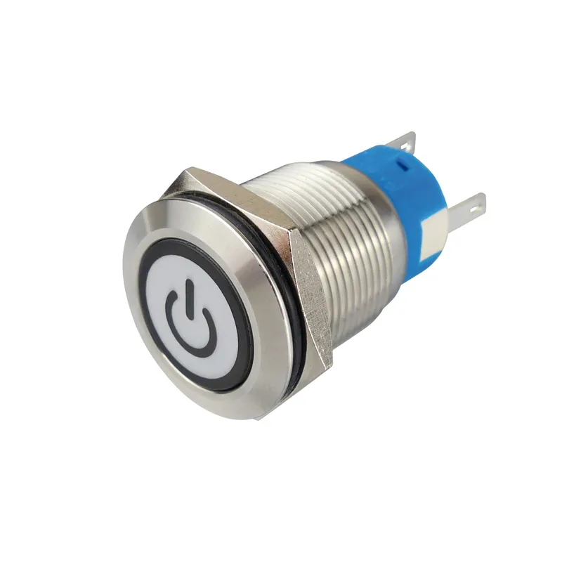 [140526] Metal kontakt Hvid 19 mm med moment. On/Off-ikon og lys