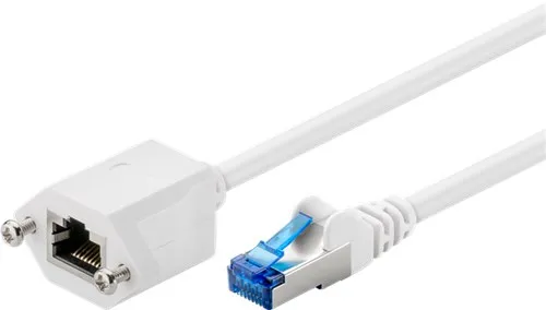 [140808] CAT 6a forlængerkabel 10m S / FTP (PiMF),hvid Med monteringsflange