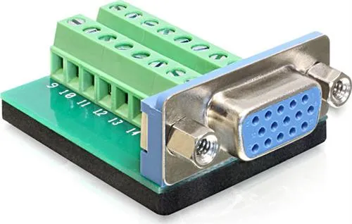 [142067] Adapter Terminalblock, VGA Sub-D 15 Pin Hun HD15 hunstik med 16-pin
