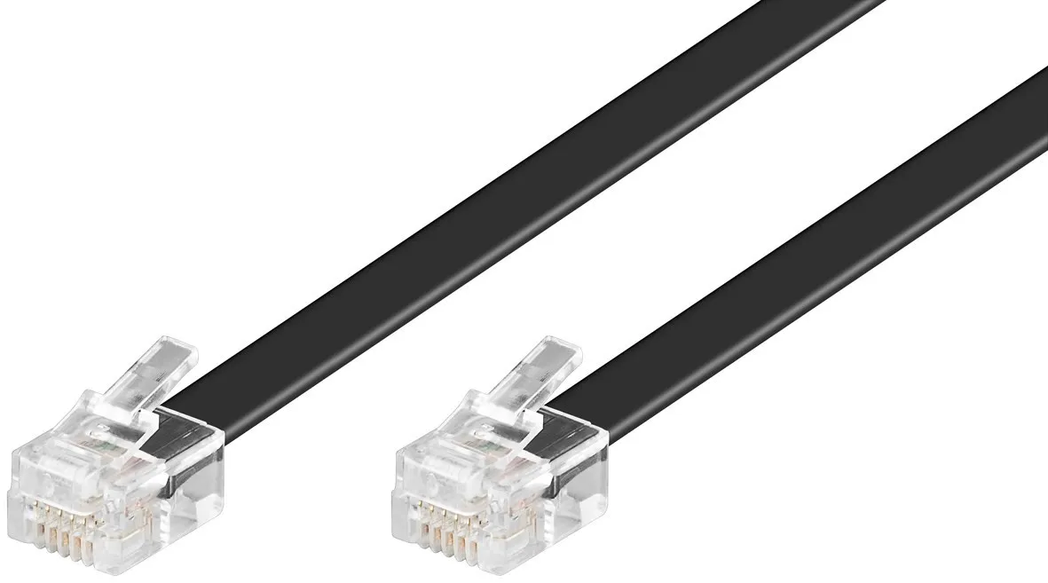 [142188] RJ12-RJ12 HAN/HAN kabel, 1m, SORT