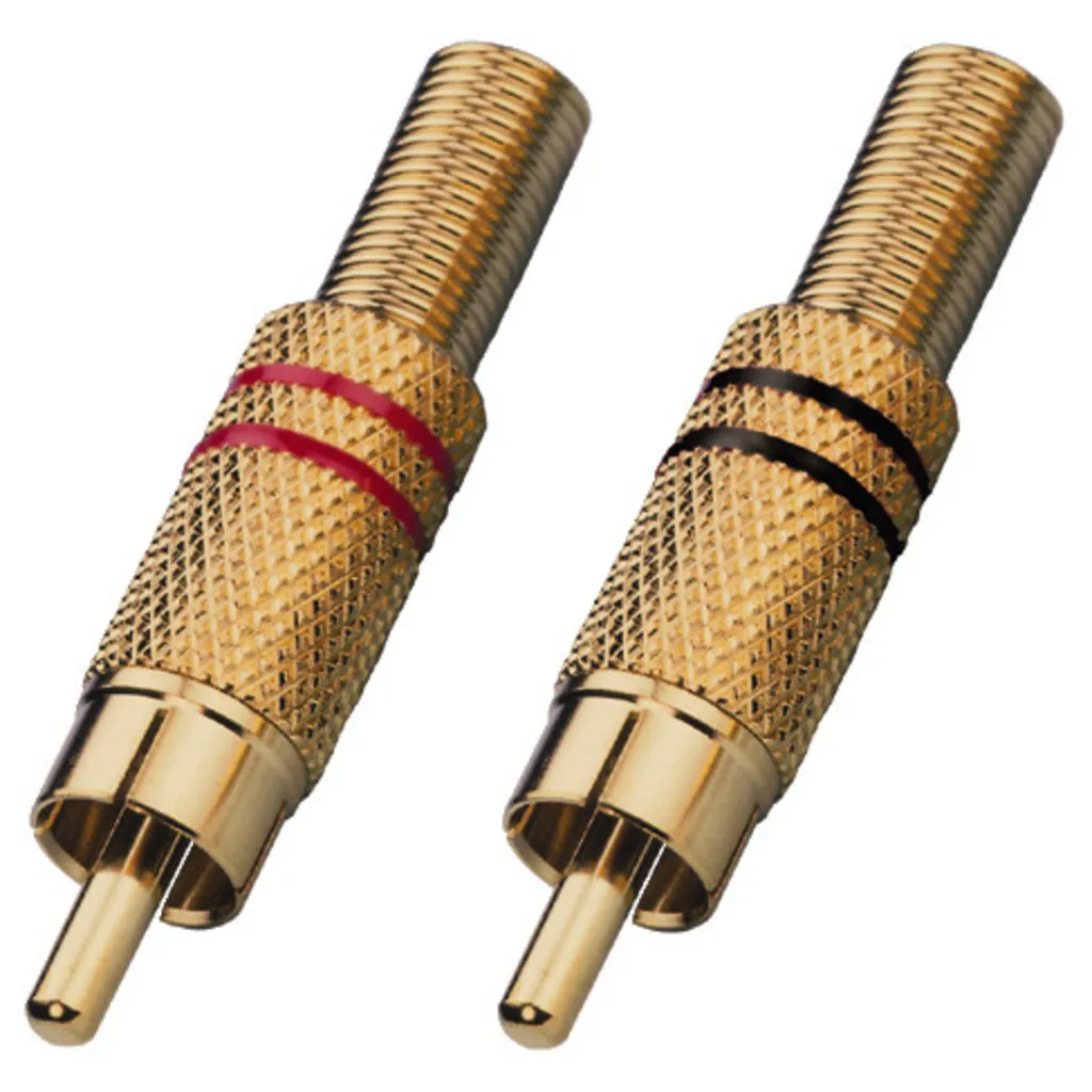 [142556] Phono HAN GULD - For 7,0mm. kabel SORT/RØD sæt m. 2 stk.