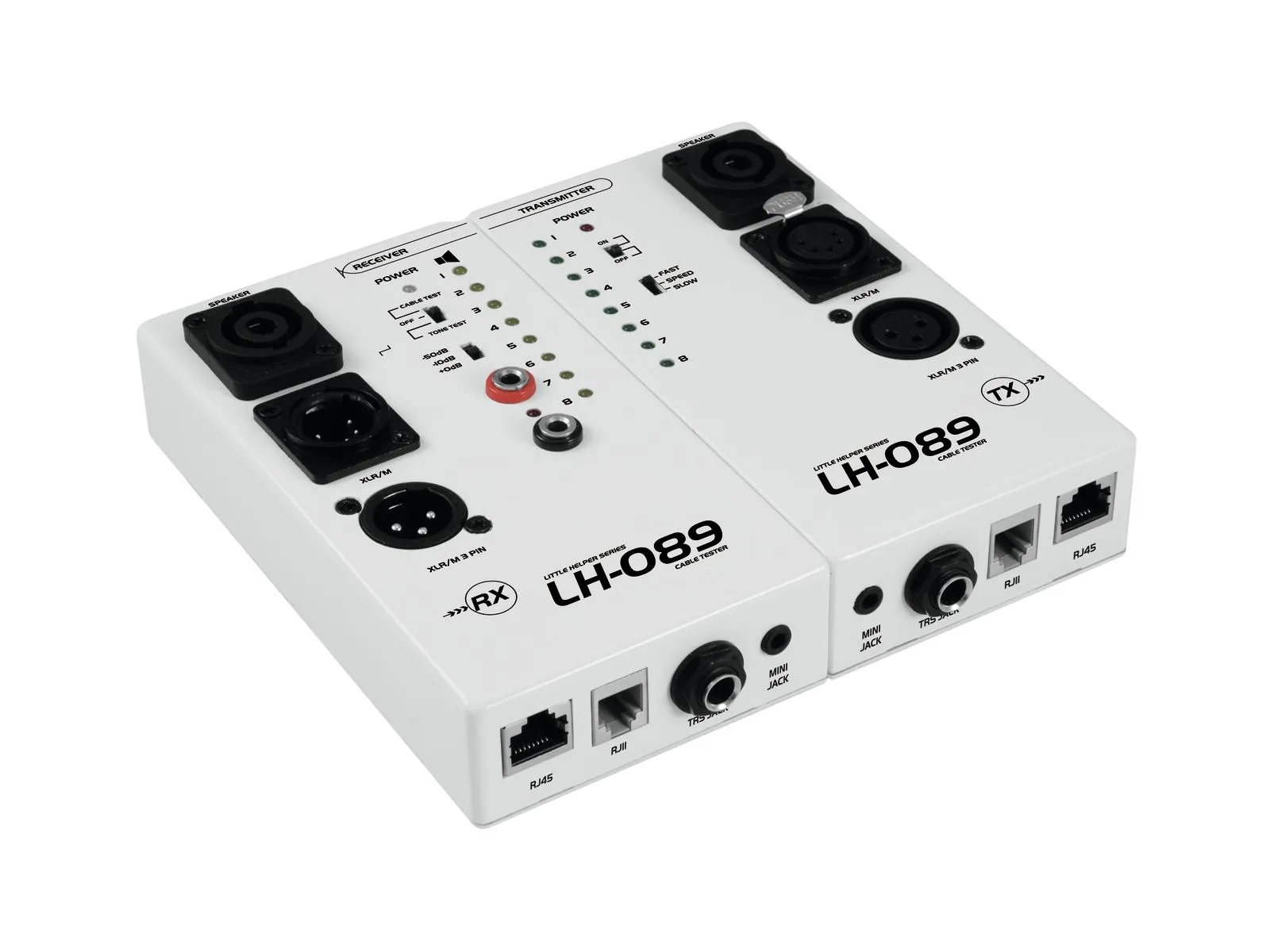 [142937] Kabeltester til XLR, jack, DIN, RCA, Speaker, RJ45/11, BNC, banana