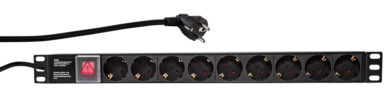 [143976] 19" PDU 9 x German Socket, 2M cable, switch