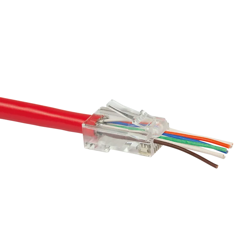 [143991] Cat.6/flex & solid/utp 8P8C RJ45 Modular plug for RUND kabel - open front