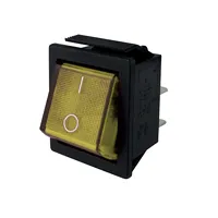 [144178] Vippeafbryder 2xON/OFF 15A 250V Sort/gul 4 ben, med lys