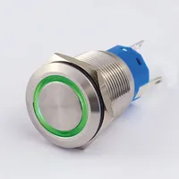 [144627] Metal trykkontakt 19 mm med grøn ring 1x NO-kontakt, 1 x NC-kontakt