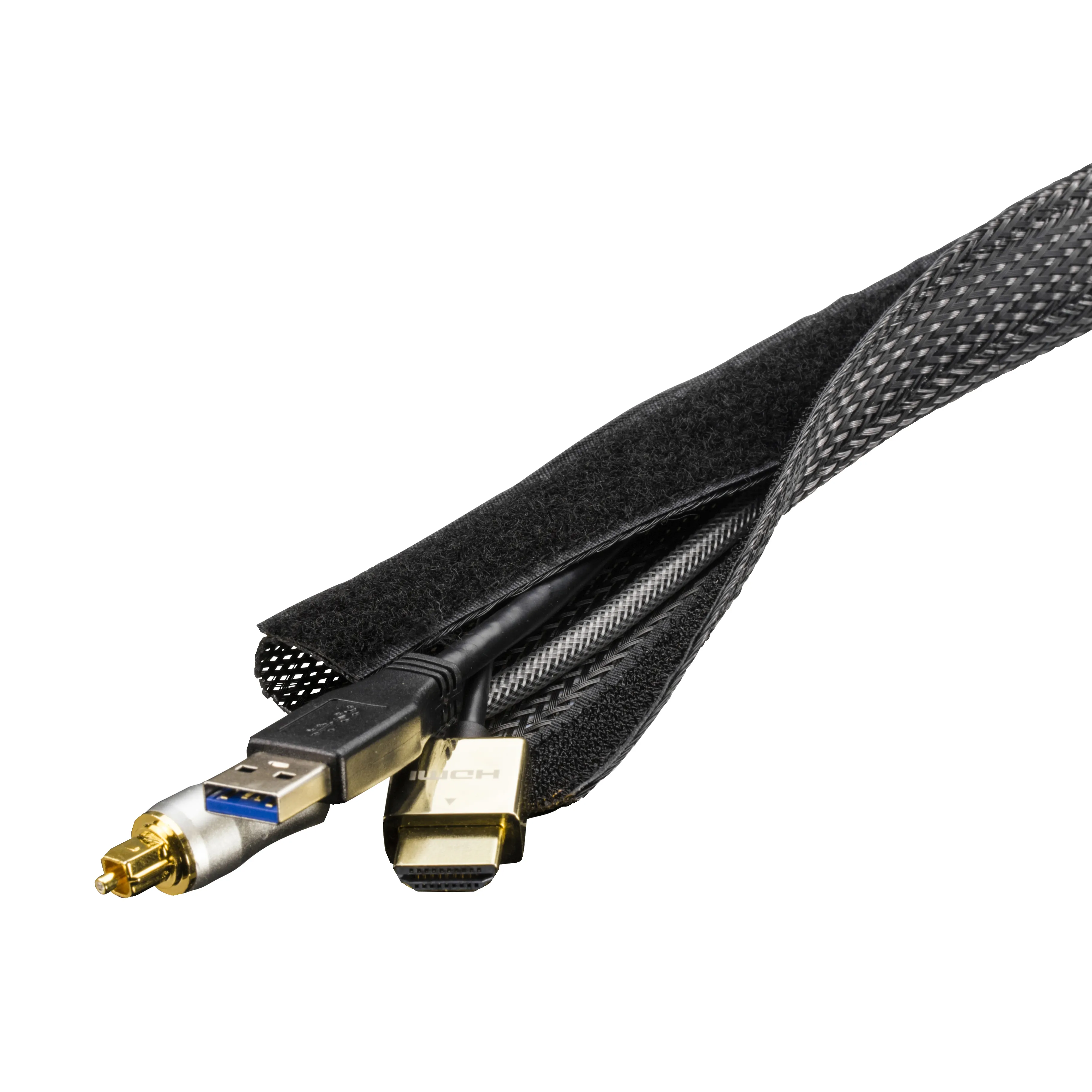 Kabelstrømpe i nylon, med velcrolukning, 5m, sort 20-30mm | B2C