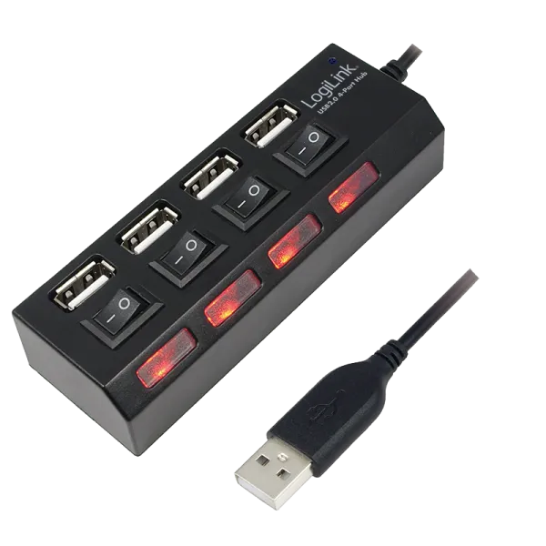 [145844] USB 2.0 HUB, 4-port, with ON/OFF switch