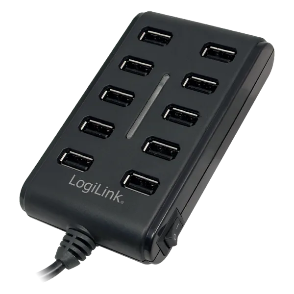 [146065] USB 2.0 hub, 10-port with On/Off switch