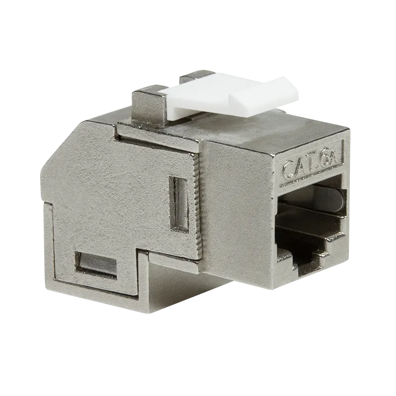 [146293] Keystone Coupler Cat.6A STP, 2 x RJ45, 90° angled, shielded