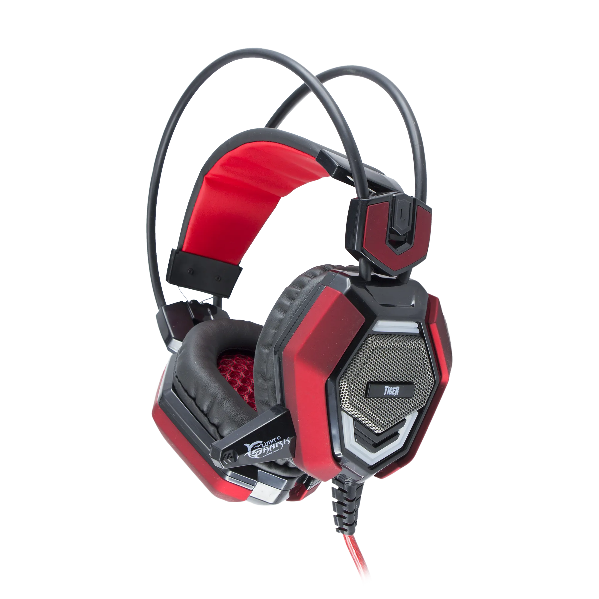 [141378] Gamer headset, White Shark, Tiger, sort/rød