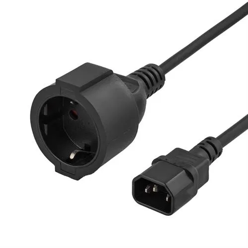 [141589] Strømadapter, IEC C14 han til CEE 7/4 (Schuko) hun, 1m