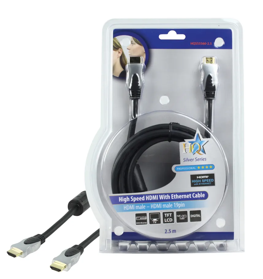[135832] HQ HDMI 1.4 HIGH SPEED med ethernet, 2,5m
