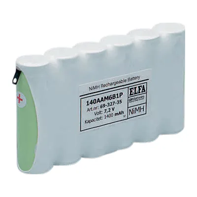 [136533] 6xAA 7,2V 1500mAh. NiMH med loddeflige