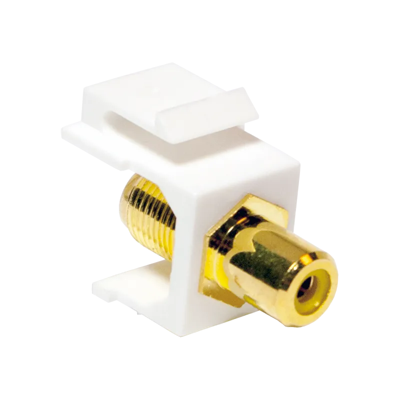 [134931] Keystone In-Line Coupler RCA female > F female - yellow