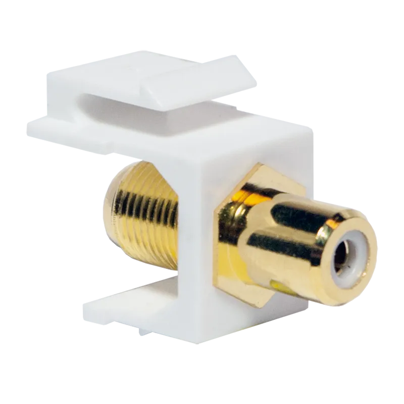 [134932] Keystone In-Line Coupler RCA female > F female - white