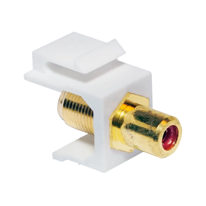 [134933] Keystone In-Line Coupler RCA female > F female - red