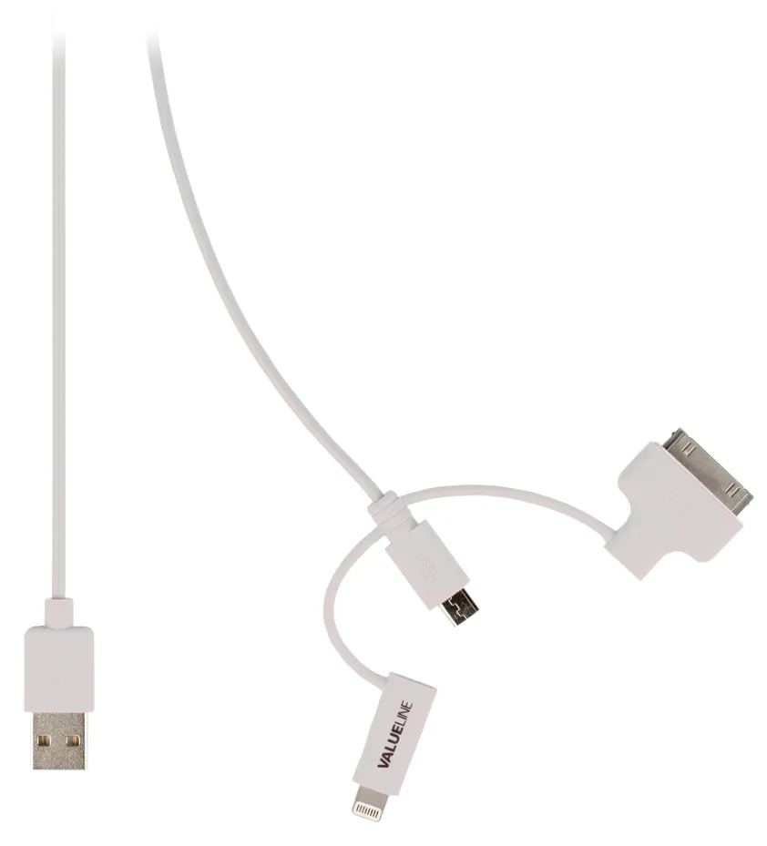 [135143] Lade/datakabel til Iphone 4 & 5 & microUsb-Hvid