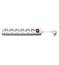 [109163] Stikdåse m/6 stik Schuko HVID 1,5m. Med afbryder